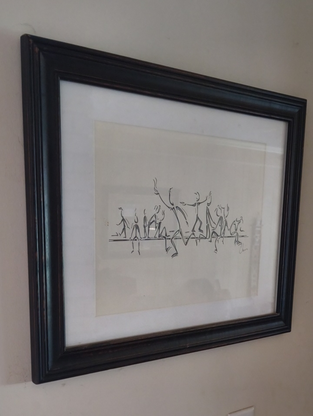 Black Framed Minimalist Line Art Original Drawing- 17x21 Overall Home Art
